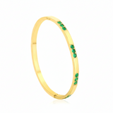 Luxusteel Green Rhinestone Gold Bangle