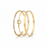 3pcs Gold Plated Stainless Steel Zircon Bangle Set