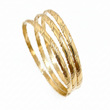 3Pcs Gold Color Stainless Steel Bangle Set for Women – Plain Circle Stackable Cuff Bracelets