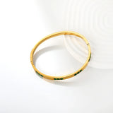Luxusteel Green Rhinestone Gold Bangle