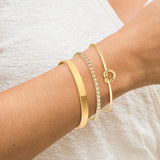 3pcs Gold Plated Stainless Steel Zircon Bangle Set