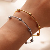 Stainless Steel Round Beads Cuff Bangle