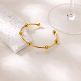 Stainless Steel Round Beads Cuff Bangle