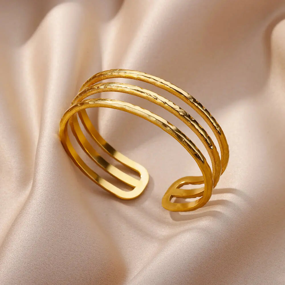 Luxury Gold Stainless Steel Cuff Bracelet