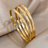 3Pcs Gold Color Stainless Steel Bangle Set for Women – Plain Circle Stackable Cuff Bracelets