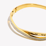 Gold Roman Numeral Rhinestone Bangle