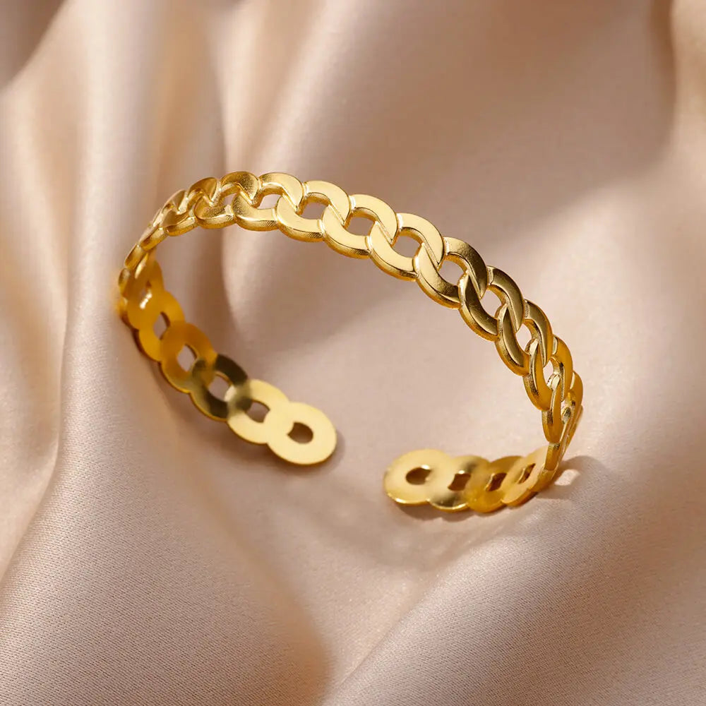 Luxury Gold Stainless Steel Cuff Bracelet