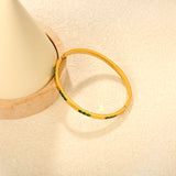 Luxusteel Green Rhinestone Gold Bangle