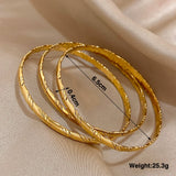 3Pcs Gold Color Stainless Steel Bangle Set for Women – Plain Circle Stackable Cuff Bracelets