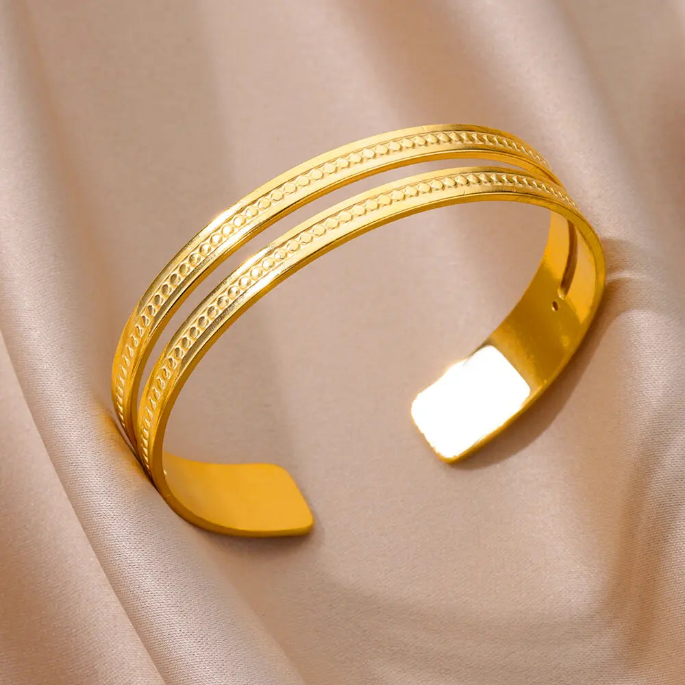Luxury Gold Stainless Steel Cuff Bracelet