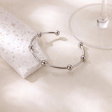 Stainless Steel Round Beads Cuff Bangle