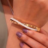 Gold Roman Numeral Rhinestone Bangle